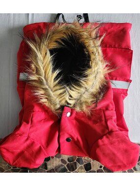 Red Faux Furr Dog Coat